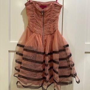 Betsey Johnson vintage front zip Size 4 Pink/Black mini dress